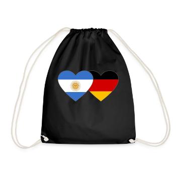 Argentine Allemagne Drapeau Coeur - Sac de sport léger - noir - Devant