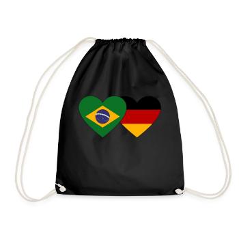 Brésil Allemagne Drapeau Coeur - Sac de sport léger - noir - Devant