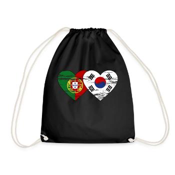 Portugal Corée du Sud Drapeau Coeur Utilisé - Sac de sport léger - noir - Devant