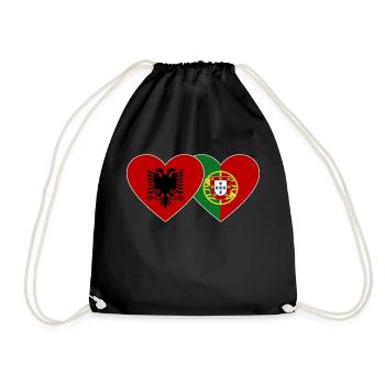 Albanien Portugal Flagge Herz - Turnbeutel - Schwarz - Vorne