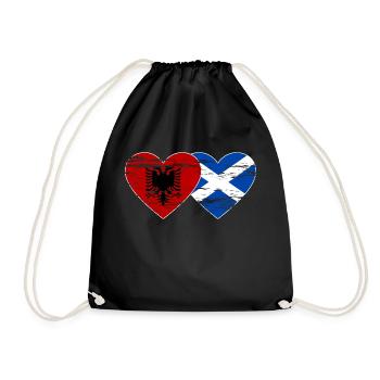 Albania Scotland flag heart used - Drawstring Bag - black - Front