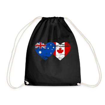 Australien Kanada Flagge Herz used - Turnbeutel - Schwarz - Vorne