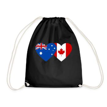 Australie Canada drapeau coeur - Sac de sport léger - noir - Devant