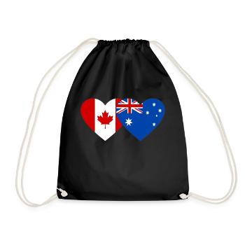 Canada Australia Flag Heart - Drawstring Bag - black - Front