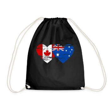 Kanada Australien Flagge Herz used - Turnbeutel - Schwarz - Vorne
