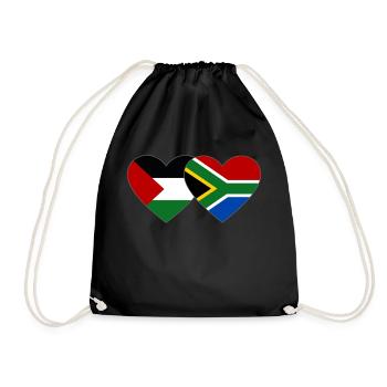 Palästina Südafrika Flagge Herz - Turnbeutel - Schwarz - Vorne