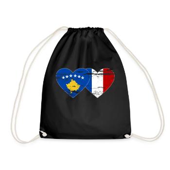 Kosovo France drapeau coeur utilisé - Sac de sport léger - noir - Devant