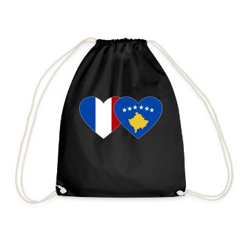 France Kosovo Drapeau Coeur - Sac de sport léger - noir - Devant