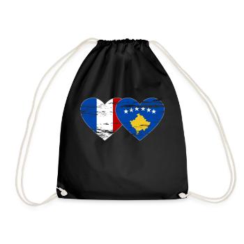 France Kosovo Drapeau Coeur Utilisé - Sac de sport léger - noir - Devant