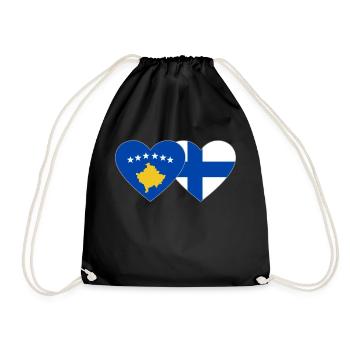 Kosovo Finnland Flagge Herz - Turnbeutel - Schwarz - Vorne