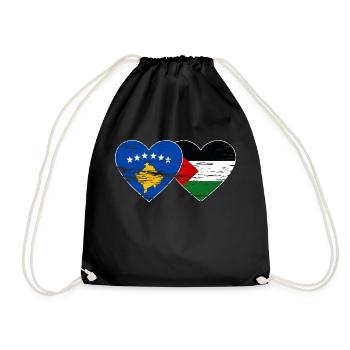 Kosovo Palästina Flagge used - Turnbeutel - Schwarz - Vorne