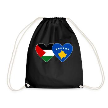 Palästina Kosovo Flagge Herz - Turnbeutel - Schwarz - Vorne