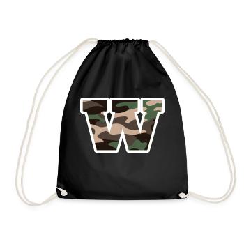 lettre W camouflage militaire-idée cadeau - Sac de sport léger - noir - Devant