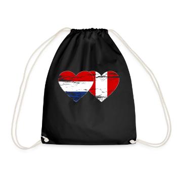 Hollande Pérou drapeau coeur utilisé - Sac de sport léger - noir - Devant