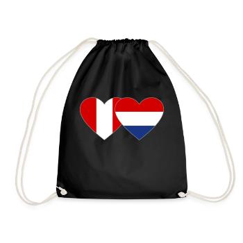 Pérou Hollande drapeau coeur - Sac de sport léger - noir - Devant