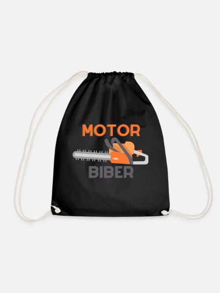 Motorsäge Kettensäge Waldarbeiter Biber - Turnbeutel - Schwarz