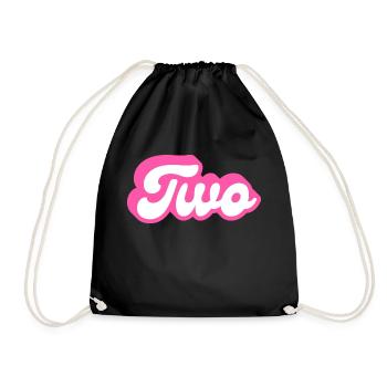 Zwei Geburtstage - 2. Geburtstag Retro Pink - Turnbeutel - Schwarz - Vorne