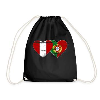 Pérou Portugal drapeau coeur utilisé - Sac de sport léger - noir - Devant