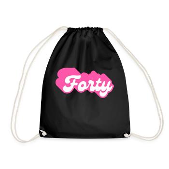 Forty Birthday - 40th Birthday Retro Pink - Drawstring Bag - black - Front