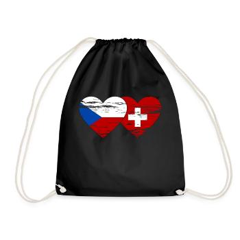 République Tchèque Suisse Drapeau Coeur Utilisé - Sac de sport léger - noir - Devant