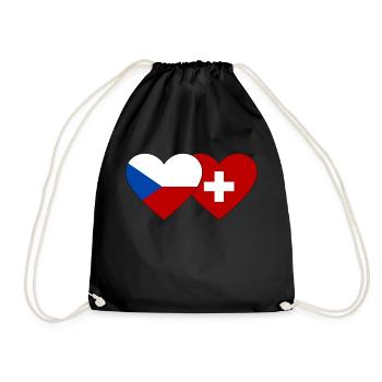 République tchèque Suisse drapeau coeur - Sac de sport léger - noir - Devant