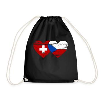 Suisse République Tchèque Drapeau Coeur Utilisé - Sac de sport léger - noir - Devant
