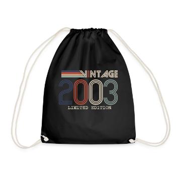 Jahrgang 2003 Jubiläumsgeschenk - Jahrgang 2003 - Turnbeutel - Schwarz - Vorne