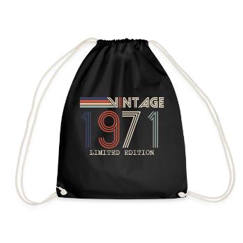 Jahrgang 1971 Jubiläumsgeschenk - Jahrgang 1971 - Turnbeutel - Schwarz - Vorne