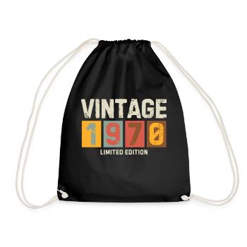 Vintage 1970 Limited Edition Classic birthday gift - Drawstring Bag - black - Front