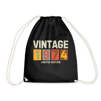 VINTAGE 1974 LIMITED EDITION Birthday gift idea - Drawstring Bag - black - Front