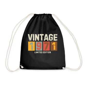 Vintage 1971 Limited Edition Classic birthday gift - Drawstring Bag - black - Front