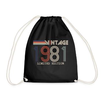 Jahrgang 1981 Jubiläumsgeschenk - Jahrgang 1981 - Turnbeutel - Schwarz - Vorne
