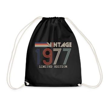 Jahrgang 1977 Jubiläumsgeschenk - Jahrgang 1977 - Turnbeutel - Schwarz - Vorne