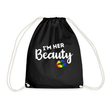 LGBT Pride Rainbow Couples Lesbians I'm Her Beauty - Drawstring Bag - black - Front