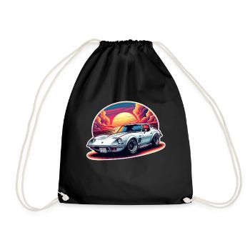 voiture vintage couché de soleil - Sac de sport léger - noir - Devant