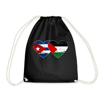 Kuba Palästina Flagge Herz used - Turnbeutel - Schwarz - Vorne
