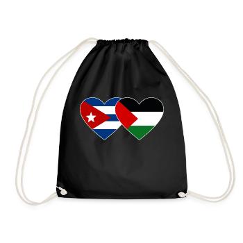 Cuba Palestine drapeau coeur - Sac de sport léger - noir - Devant