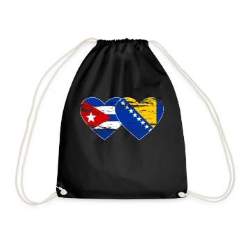 Kuba Bosnien Flagge Herz used - Turnbeutel - Schwarz - Vorne