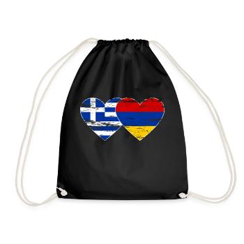 Griechenland Armenien Flagge Herz used - Turnbeutel - Schwarz - Vorne