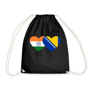 Inde Bosnie drapeau coeur - Sac de sport léger - noir - Devant