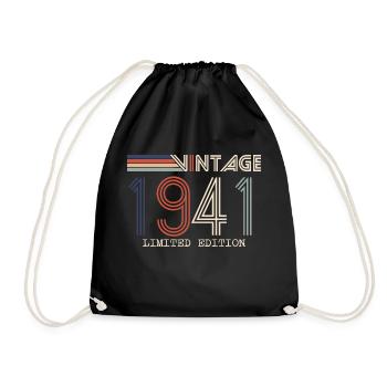 Jahrgang 1941 Jubiläumsgeschenk - Jahrgang 1941 - Turnbeutel - Schwarz - Vorne