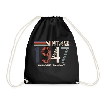 Vintage 1947 Anniversary Gift - Vintage 1947 - Drawstring Bag - black - Front
