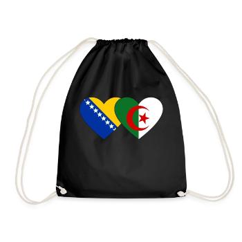 Bosnien Algerien Flagge Herz - Turnbeutel - Schwarz - Vorne