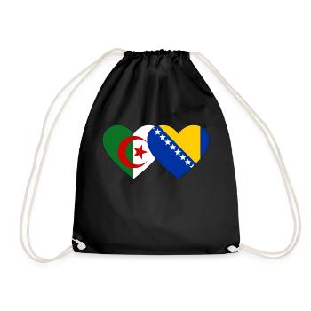 Algérie Bosnie Drapeau Coeur - Sac de sport léger - noir - Devant