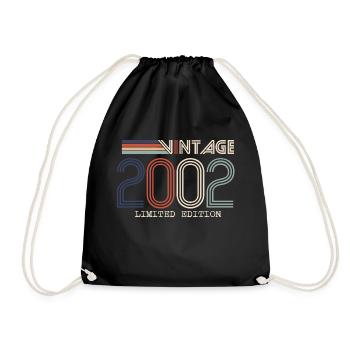 Jahrgang 2002 Jubiläumsgeschenk - Jahrgang 2002 - Turnbeutel - Schwarz - Vorne