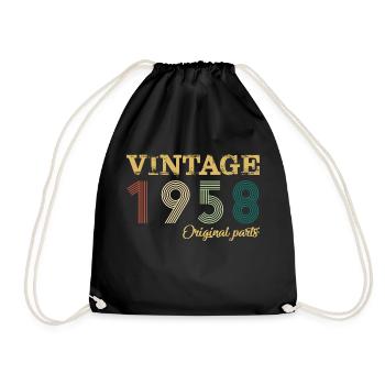 Jahrgang 1958 Originalteile Geburtsjahr Geburtstag - Turnbeutel - Schwarz - Vorne