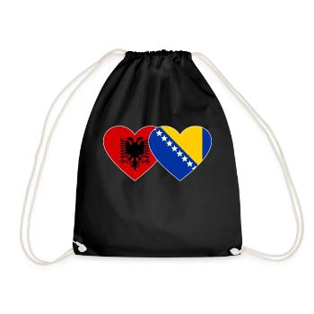 Albanie Bosnie Drapeau Coeur - Sac de sport léger - noir - Devant