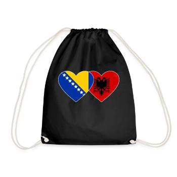 Bosnie Albanie Drapeau Coeur - Sac de sport léger - noir - Devant