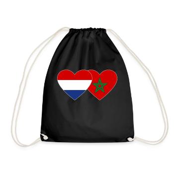 Holland Marokko Flagge Herz - Turnbeutel - Schwarz - Vorne