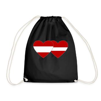 Autriche Lettonie Drapeau Coeur - Sac de sport léger - noir - Devant